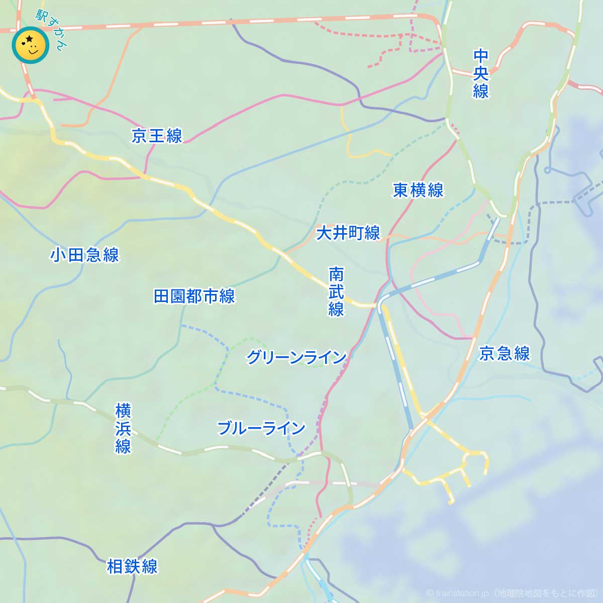 東京圏西部の鉄道路線図マップ