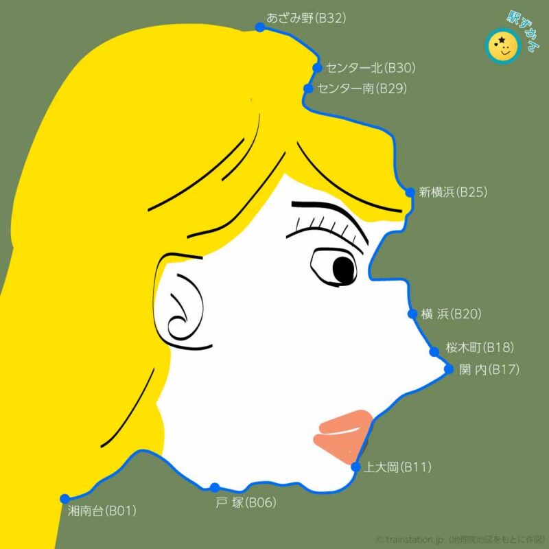 地下鉄ブルーライン路線図フェイス