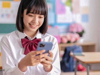 スマホをする女子高生