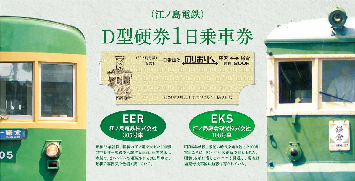 江ノ電D型硬券1日乗車券