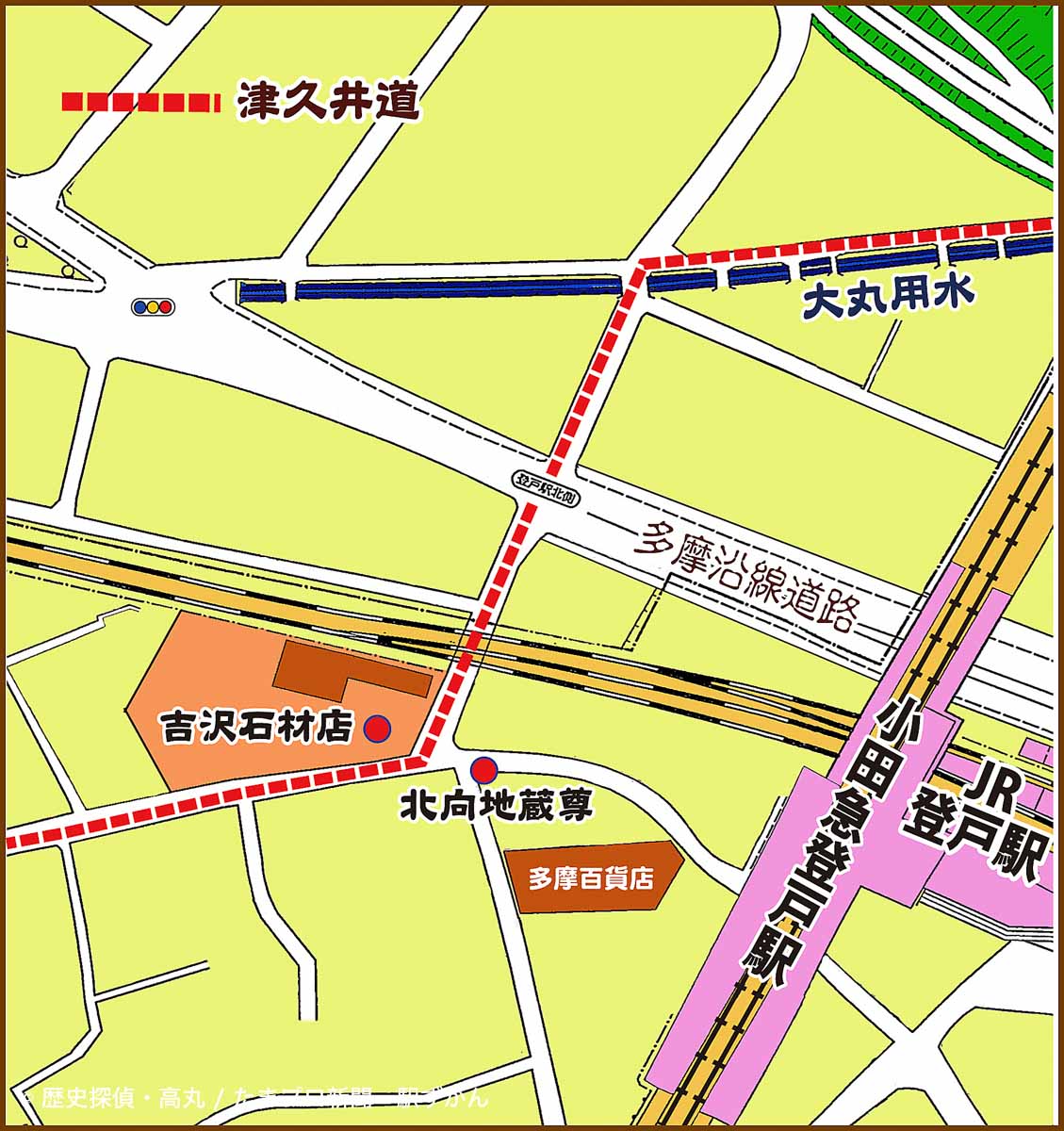 登戸駅周辺のつく移動マップ