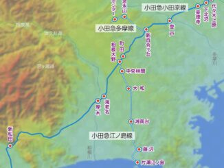小田急線路線図と地形地図