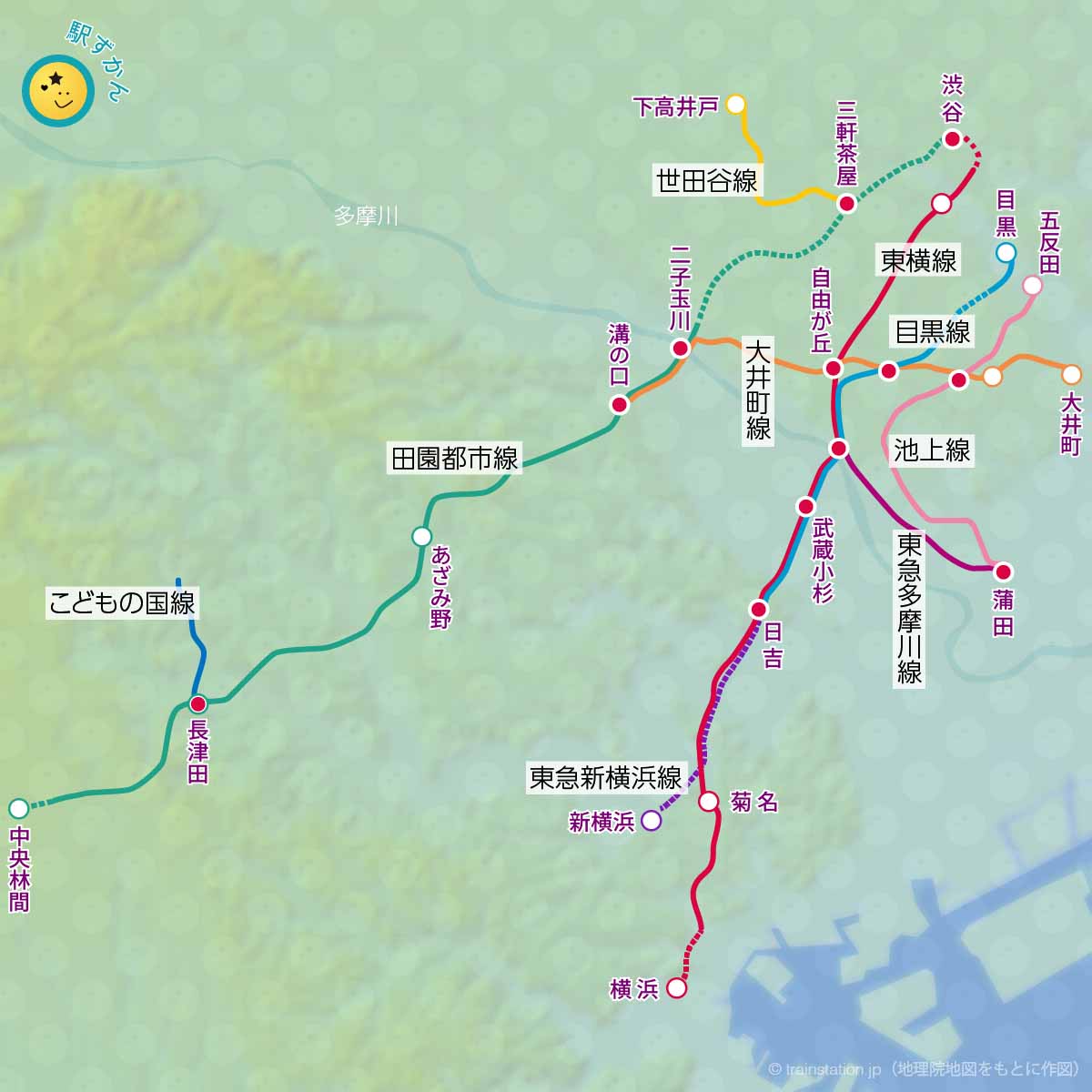 路線図]東急線路線案内 （みなとみらい線・東急線・東京メトロ線