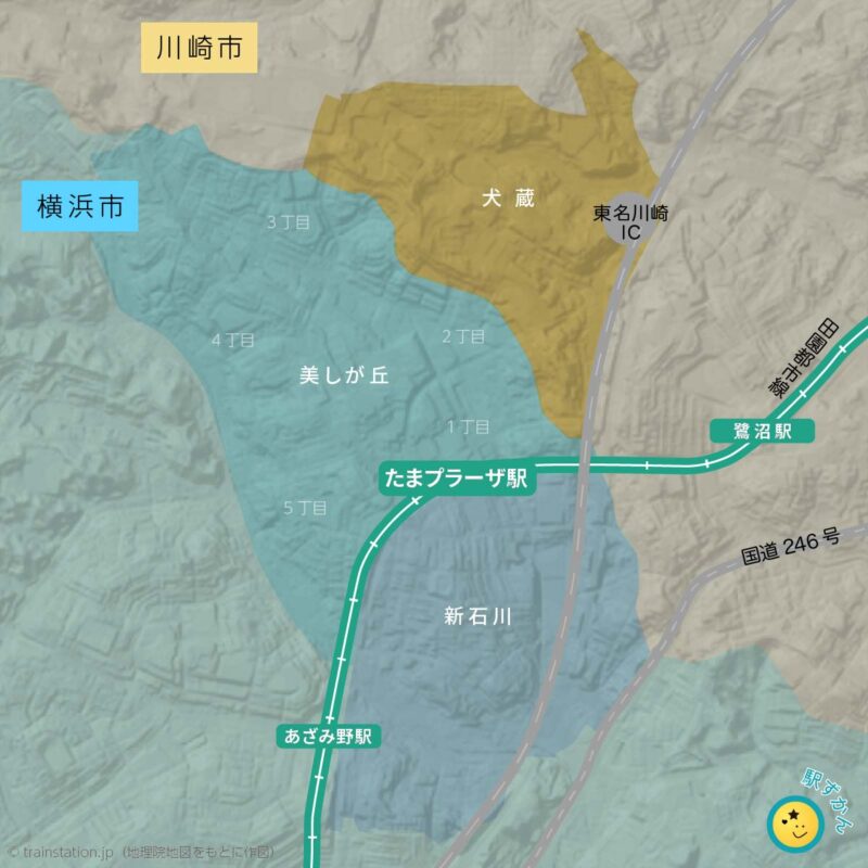 たまプラーザ住所と地形地図