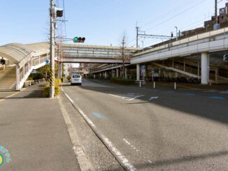 南武沿線道路と武蔵中原駅の歩道橋