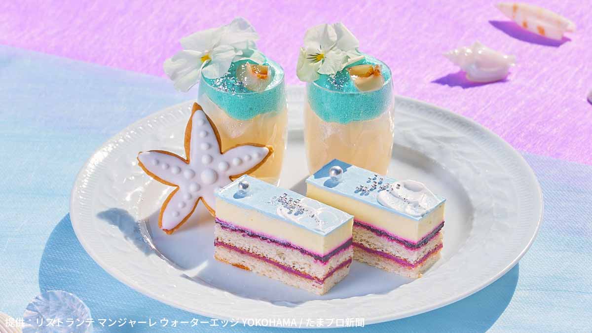 レアチーズとブルーベリーのオペラ、ライチと