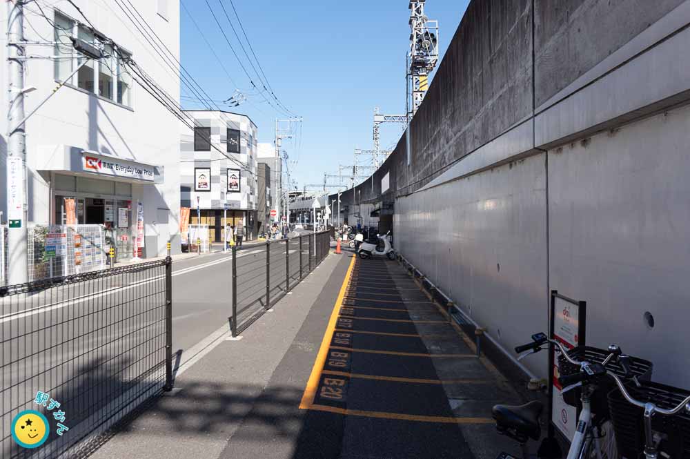小田急線高架線の終わり,登戸方面