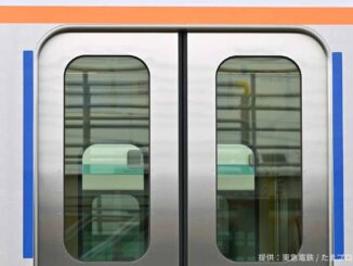 大井町線6020系の各駅停車にはドア横に青いライン