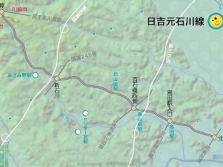 日吉元石川線の道路地図と地形