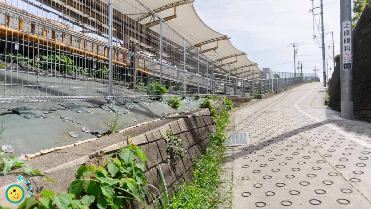 梶が谷駅ホーム横の急坂