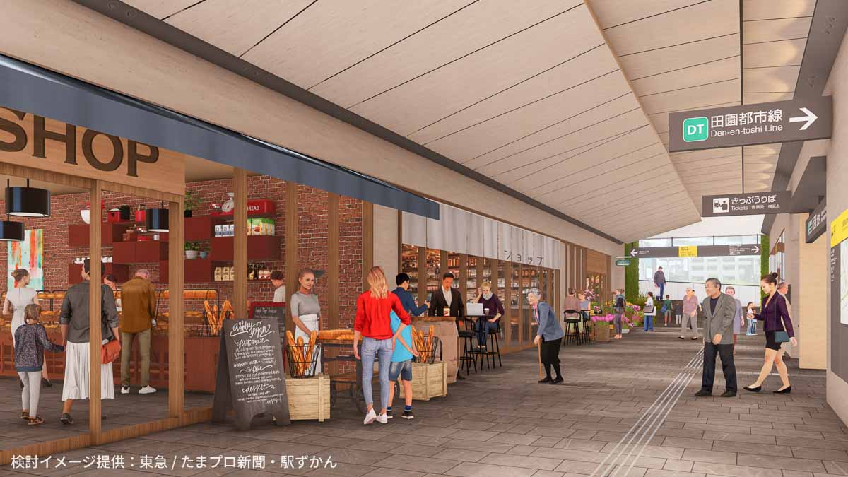 鷺沼駅の南北自由通路パース