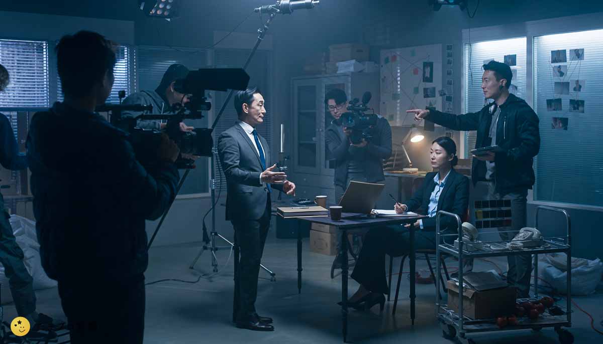刑事ドラマの撮影現場