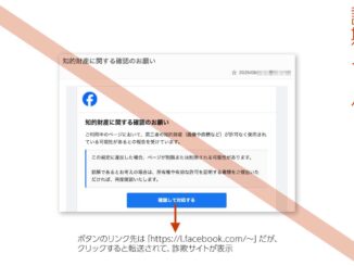 フェイスブックを装う詐欺メール