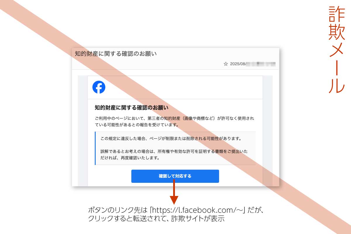 フェイスブックを装う詐欺メール