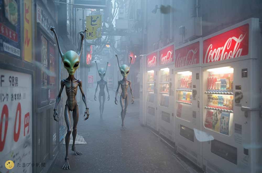 思い出横丁を歩く宇宙人