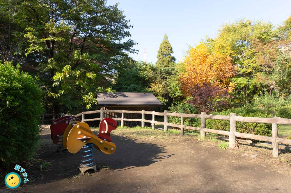 紅葉と公園遊具