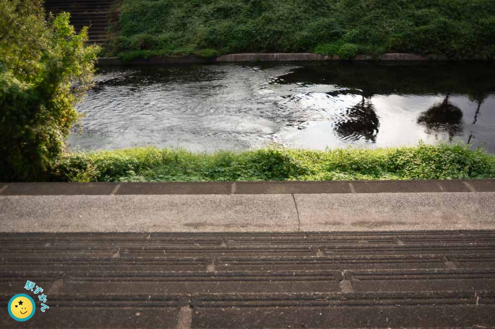 鶴見川の階段護岸