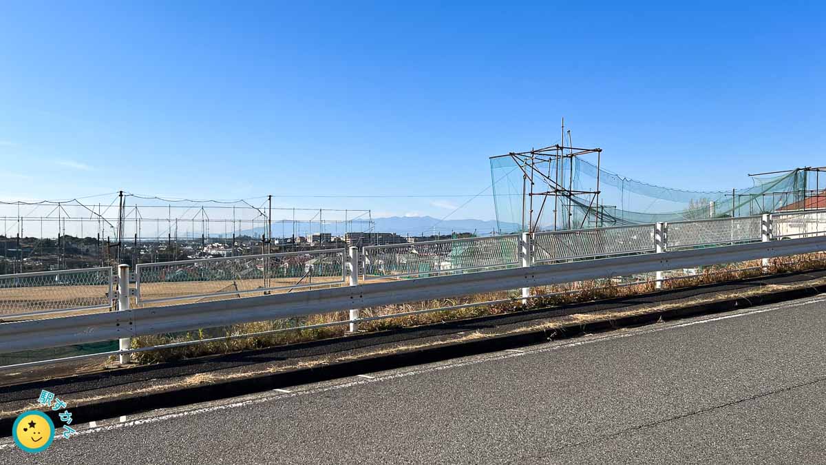 美しが丘西追分公園近くの歩道からの富士山