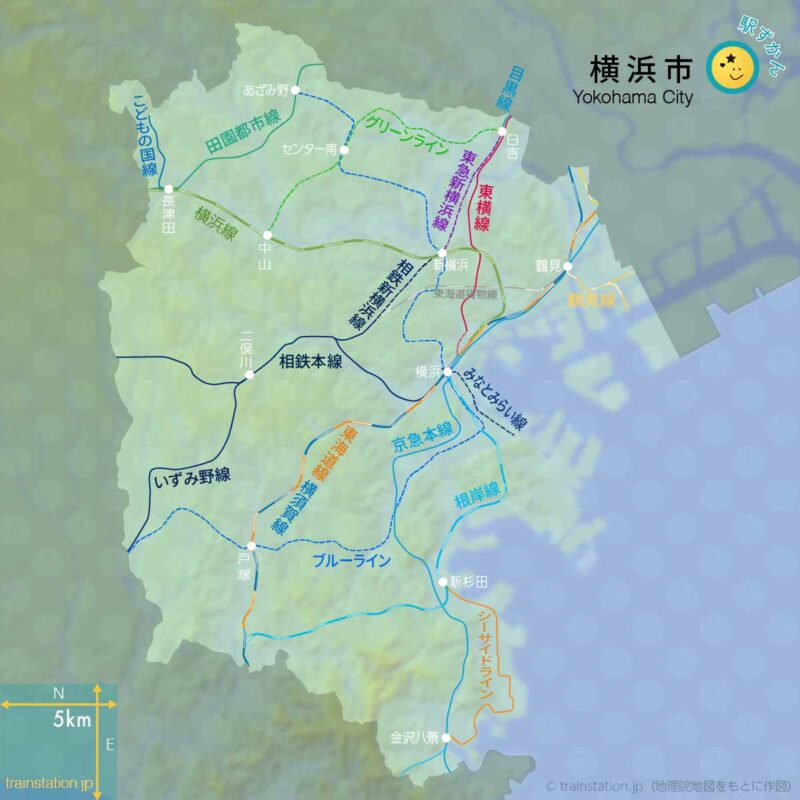 横浜市鉄道路線図(地形図)