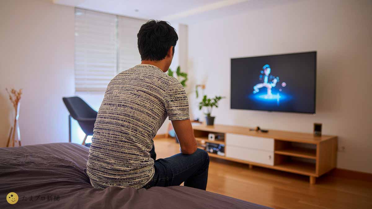 ベッドルームで動画視聴