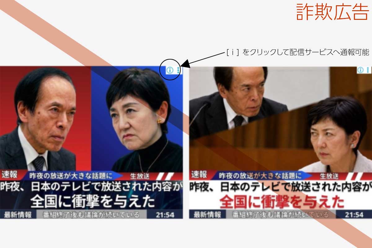 植田日銀総裁や国谷裕子さんの画像を盗用した“詐欺広告”