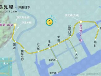 地形地図に鶴見線路線図