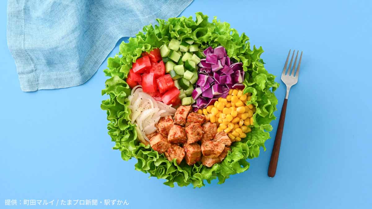 BBQチキンと彩り夏野菜のサラダ