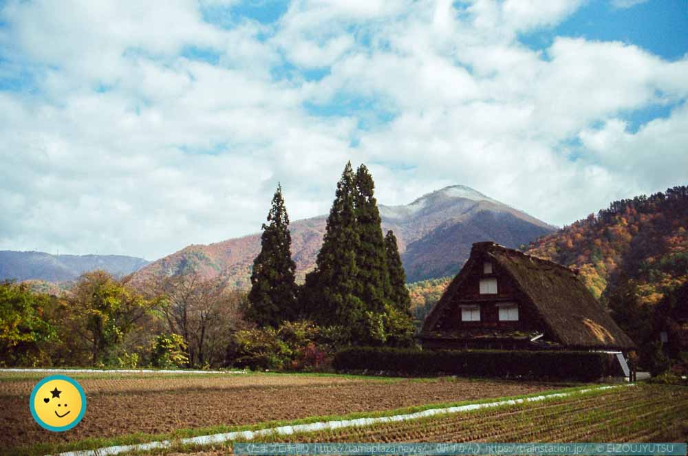 紅葉と三小屋の合掌造り