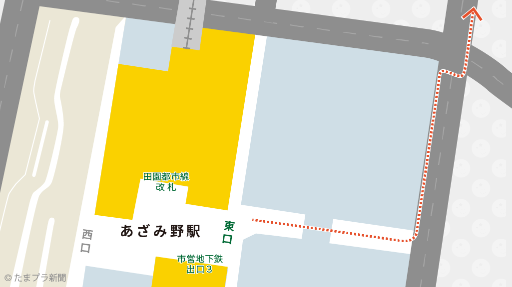 あざみ野駅構内図と周辺地図